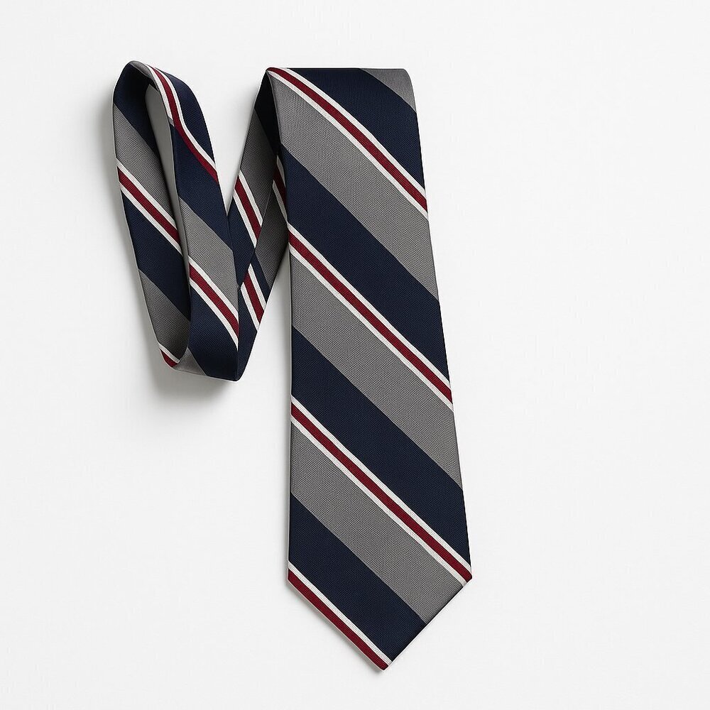 Frank & Oak silk tie slim classic striped design lightweight mens 60in navy grey